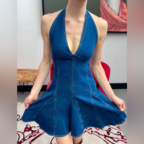 Denim Halter Mini Dress - Picture 5 of 10